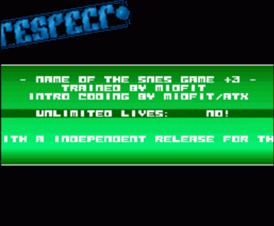 Rom juego Respect - Scrolling Trainer Template