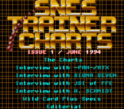 Rom juego SNES Trainer Charts